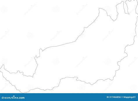 Sarawak Malaysia Outline Map Vector Illustration