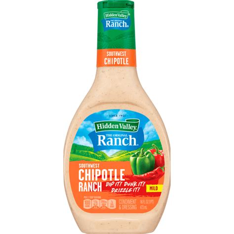 Hidden Valley® Southwest Chipotle Ranch Topping And Dressing 16 Fluid Ounce Bottle Ranch