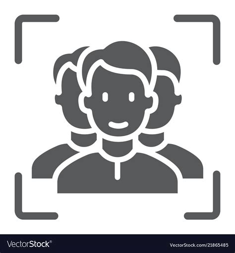 Multi Face Id Glyph Icon Face Recognition Vector Image