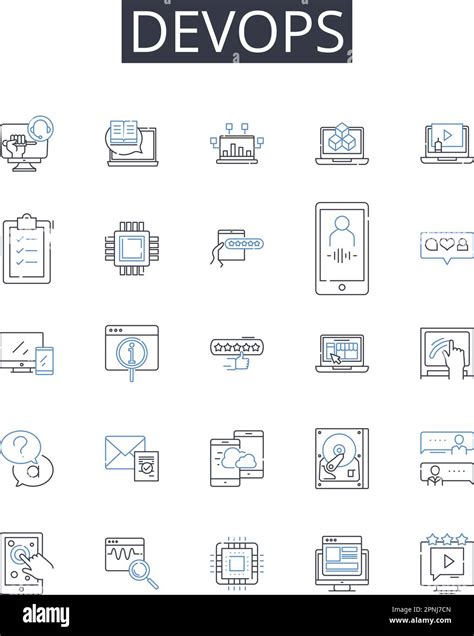 DevOps Line Icons Collection Agile Development Cloud Computing