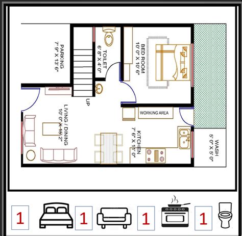 20 X 30 Vastu House Plan West Facing 1 BHK Plan 001 Happho