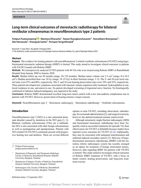 Long Term Clinical Outcomes Of Stereotactic Radiotherapy For Bilateral