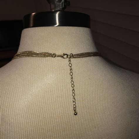 Multi Strand Elegant Gold Tone Long Necklace With Cir… Gem