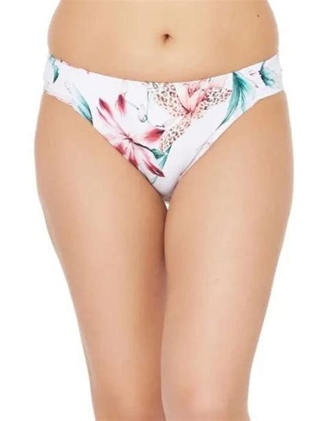 La Blanca White Flyaway Orchid Side Ruched Hipster Bikini Swim Bottoms