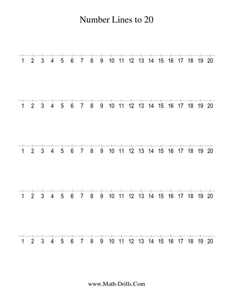 The Number Line to 20 Counting by 1 (1) math worksheet from the Number ...