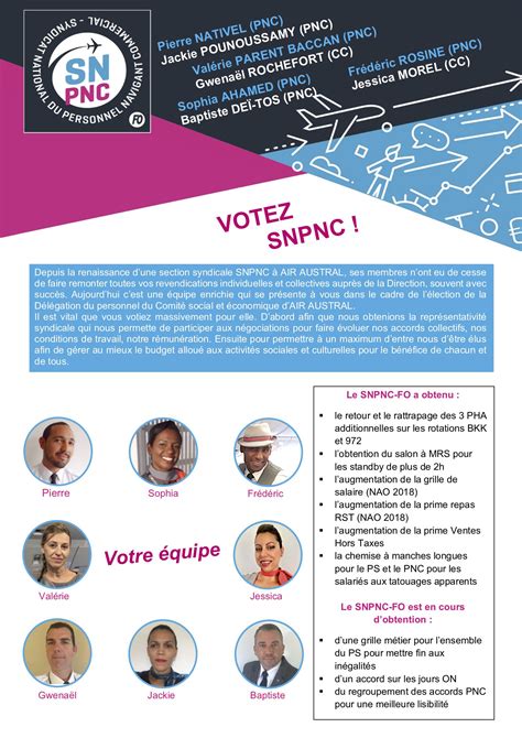 Elections Professionnelles Air Austral Votez Snpnc Fo Snpnc Fo