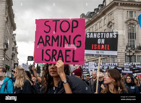 Protest Against The Israel War In Gaza A Young Woman With A Placard