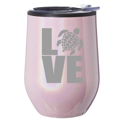 Stemless Wine Tumbler Coffee Travel Mug Glass With Lid Gift Love Sea