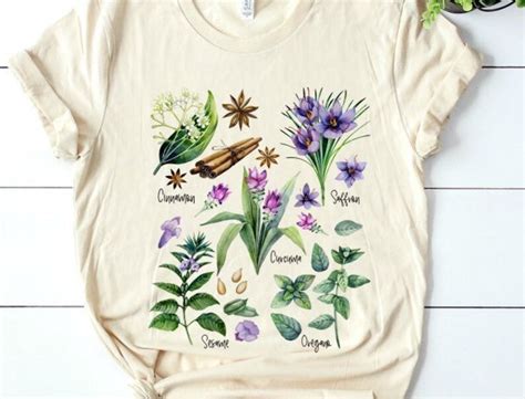 Herbs T Shirt Plants T Shirt Botanical T Shirt Wildflower T Etsy