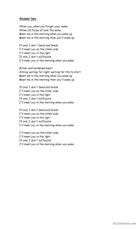 Bend And Brake Keane Song And Nurse English Esl Worksheets Pdf Doc