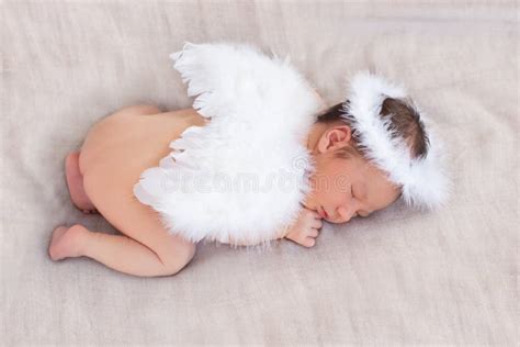 Cute Sleeping Newborn Angel S Character Stock Image Image Of Dream