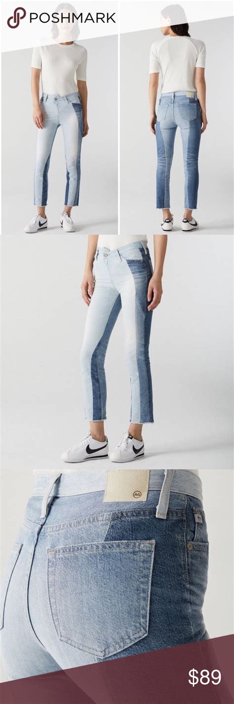 Ag Isabelle High Rise Yrs Illusion Crop Jeans White Distressed