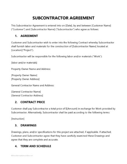 Free Subcontractor Agreement Templates Editable