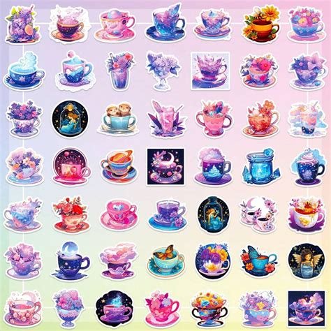 100pcs Aesthetics Stickers Pack Cute Starry Night Girl Fantasy Cup Vinyl Waterproof Stickers