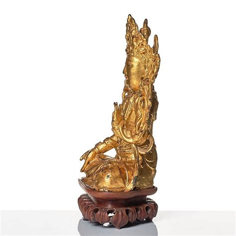 Figure Gilt Bronze A Large Gilt Bronze Figure Of Avalokiteshvara