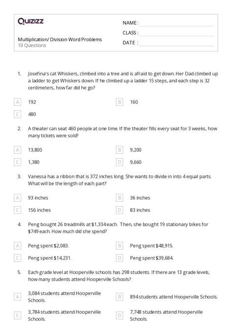 50 Division Word Problems Worksheets For 4th Grade On Quizizz Free And Printable