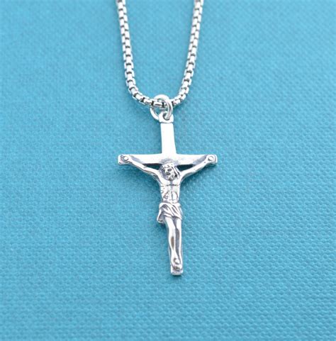 Mens Cross Necklace In Sterling Silver On Oxidized Sterling