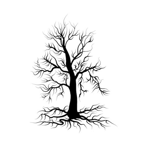 Premium Vector | Black tree without leaves roots vector design