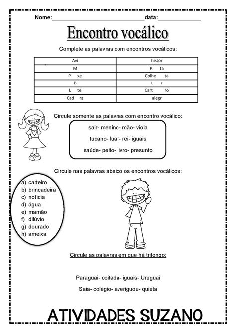 Atividades Encontro Vocálico 4 Ano Gabarito REVOEDUCA