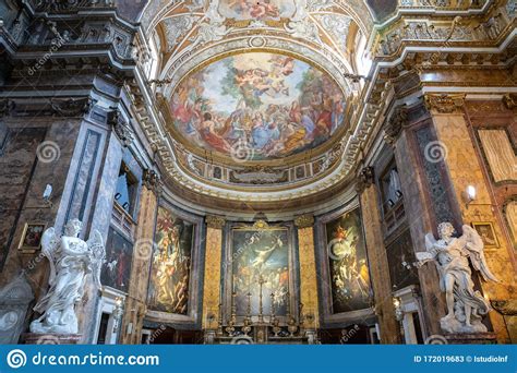 Panoramic View Of Interior Of Sant Andrea Delle Fratte Editorial Stock