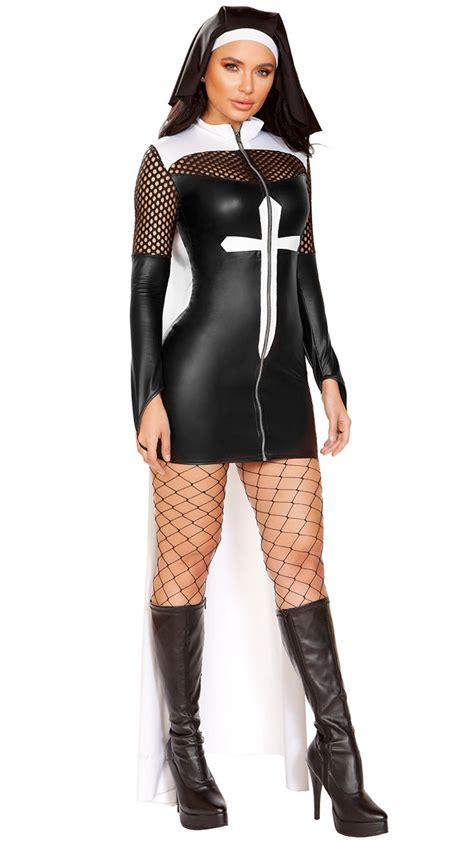 Nun Of The Above Costume Wet Look Nun Dress Costume Yandy