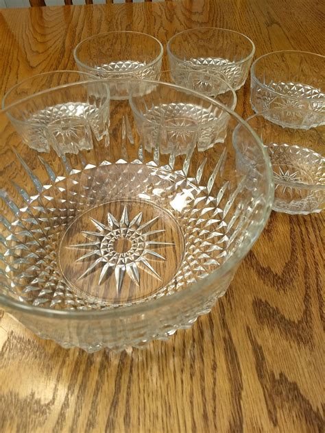 Vintage Arcoroc France Glass Serving Bowl Set Etsy Uk