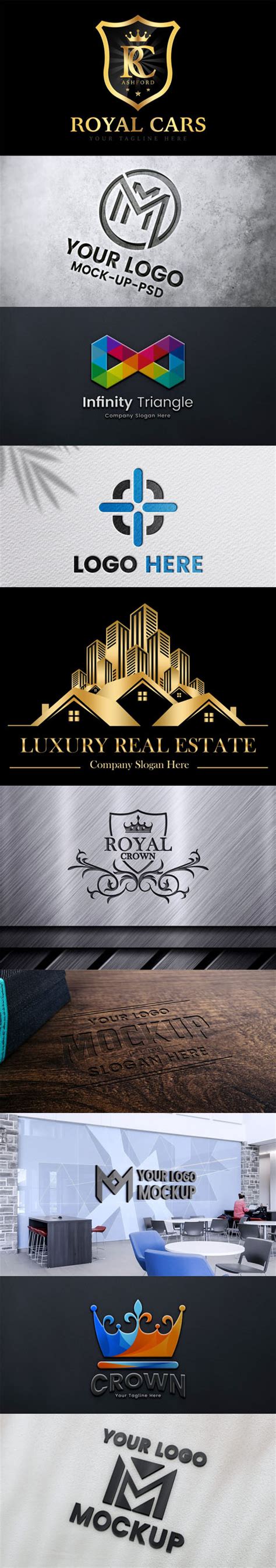 10 Luxury 3d Logos Psd Mockups Templates