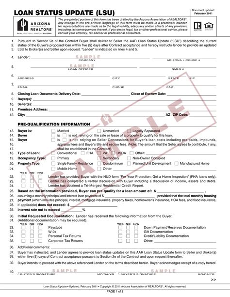 Fillable Loan Status Update Form Printable Forms Free Online