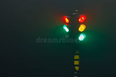 Traffic Lights, Pedestrian Green Light and Sign at Night Stock Photo - Image of outdoors, lights ...