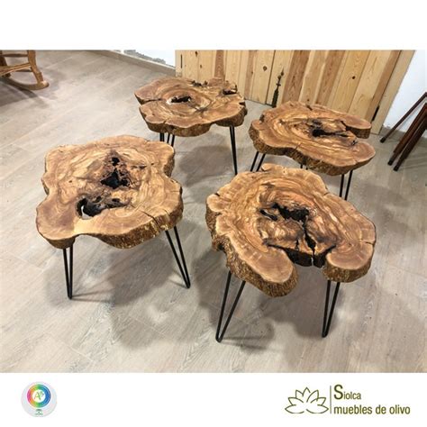 Mesa Auxiliar De Tronco De Olivo Eax Muebles Siolca