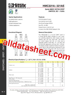 Hmc A Datasheet Pdf Hittite Microwave Corporation