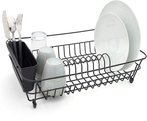 Black Dish Drainer With Cutlery Basket