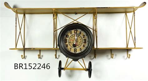 Creative Wrought Iron Home Decoration Antique Aircraft Shape Wall Clock China Desk Clocks And