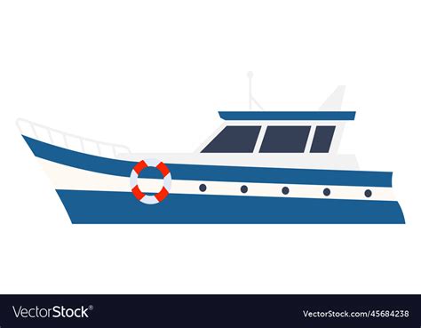 Small ferry boat icon coast color ship Royalty Free Vector