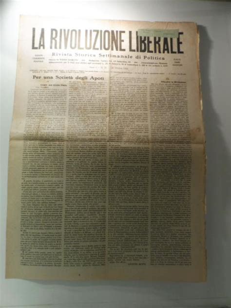 La Rivoluzione Liberale Rivista Storica Settimanale Di Politica Anno