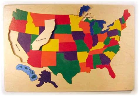 Classic Wooden USA Map Puzzle With States and Capitals. an - Etsy