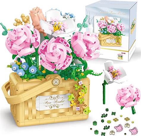 Amazon Sopu 1277 Pcs Flower Bouquet Building Kit Bonsai Rose Fower