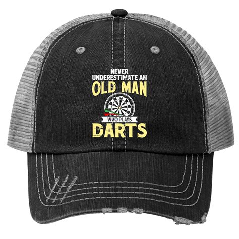 Darts The Old Man Dartboard Dart Player Gift Idea Print Trucker Hats