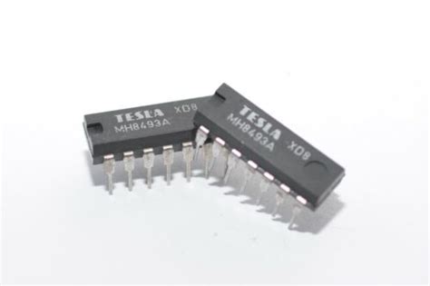 5x Vintage Ic Baustein Von Tesla Typ Mh8493a Binary Counter Ic