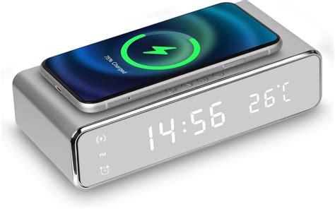 Digital Alarm Clock With Wireless Charger Alarm Clocks For Bedrooms