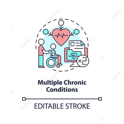 Multiple Chronic Conditions Concept Icon Outline Symbol Chronic Vector