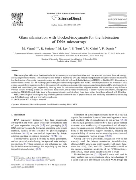 (PDF) Glass silanization with blocked-isocyanate for the fabrication of ...