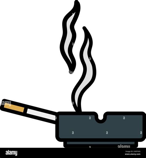 Cigarette In An Ashtray Icon. Editable Bold Outline With Color Fill ...