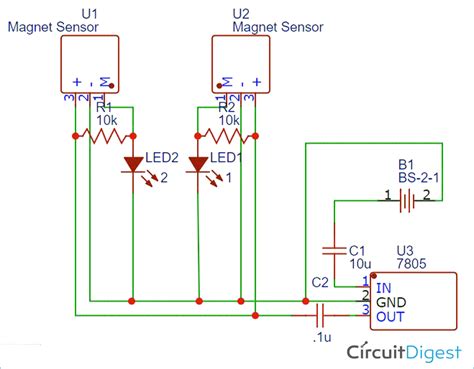 Magnetic Polarity Detector Circuit using Hall Effect Sensor