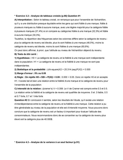 MKG5311 intra Résumé Méthodes quantitatives en marketing Exercice 3