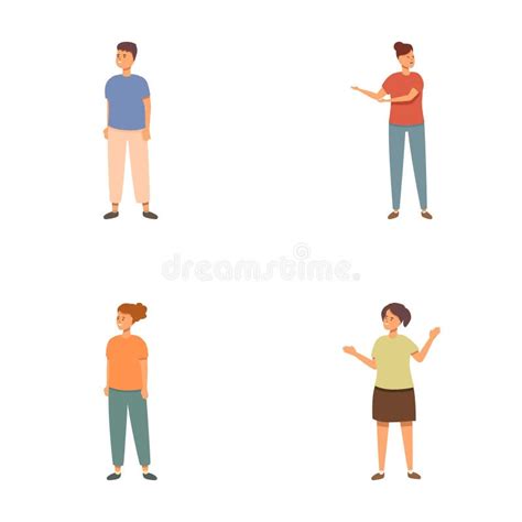 Set Of Cartoon People Characters In Casual Attire Stock Vector