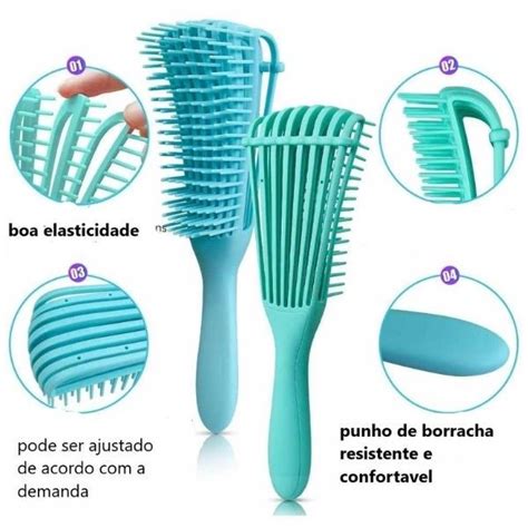 Escova Para Cabelo Cacho Pente Polvo Shopee Brasil