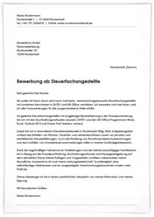 Bewerbung Als Steuerfachangestellte Lebenslaufmuster De