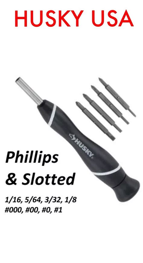 Husky 8 In 1 Precision Screwdriver Set Phillips Ph000 And Slotted Flathead 7501 Ebay