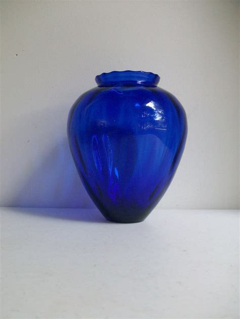 Large Cobalt Blue Vase Etsy Cobalt Blue Vase Blue Vase Cobalt Blue